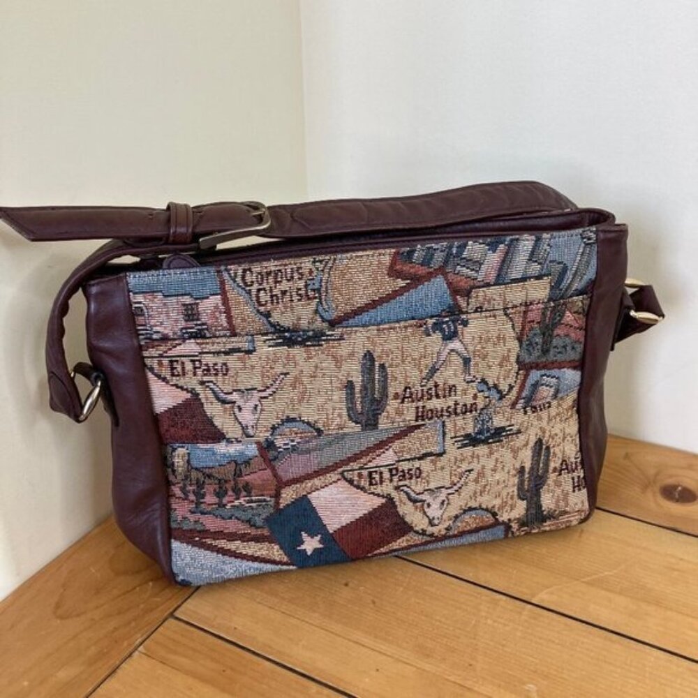 SAS Texas Tapestry Organizer Purse Shoulder Bag Amarillo El Paso Vintage Y2K